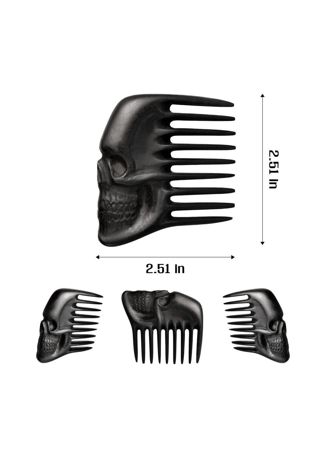 Чоловічий Гребінець для Волосся та Бороди Wood Skull 6,4 х 6,4 х 1см Ручна Робота Дерев'яний Термограб Zamasmel (336550326)