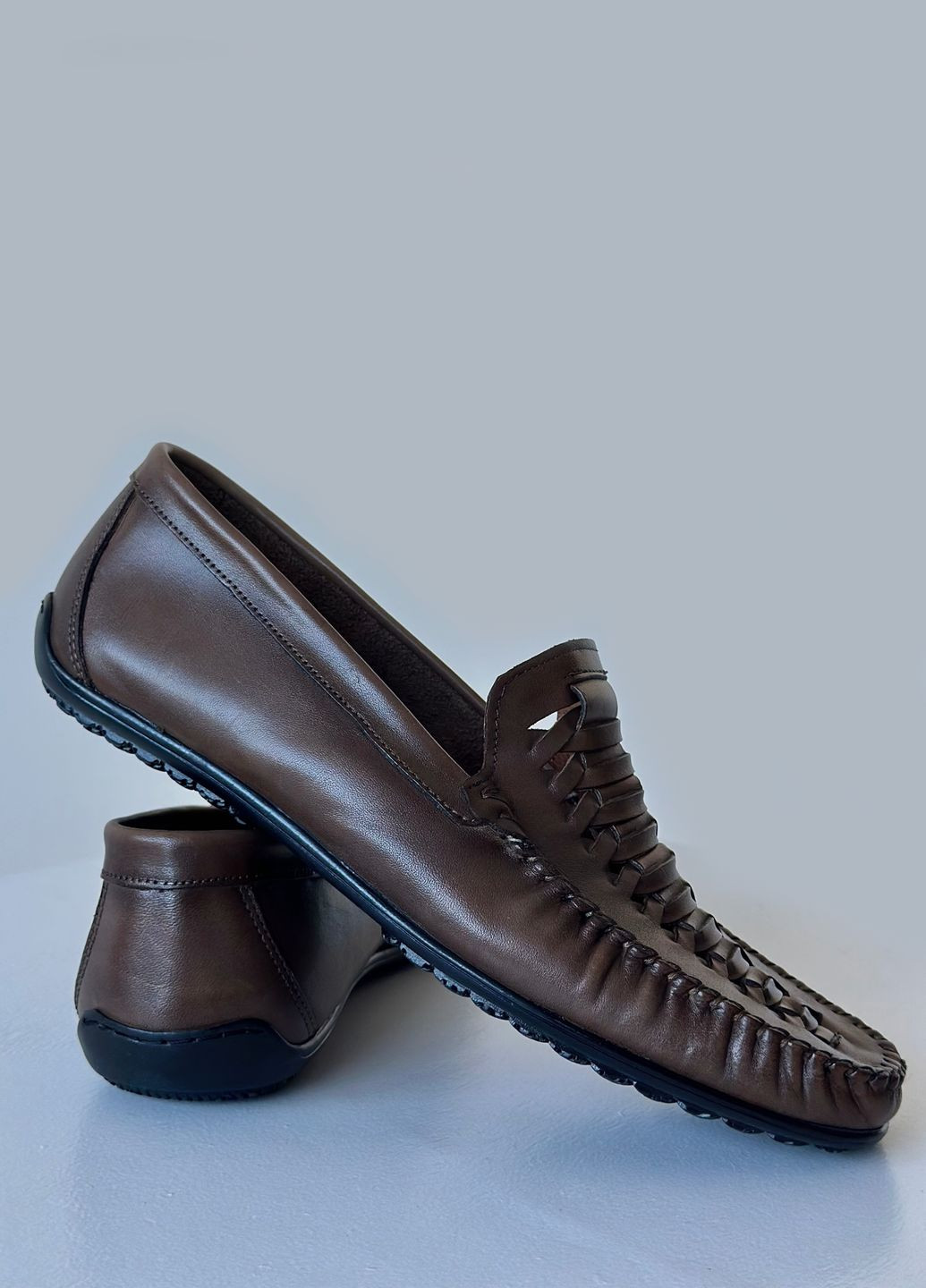 Мокасини чоловічі літні шкіряні коричневі Luciano Bellini (297467474)