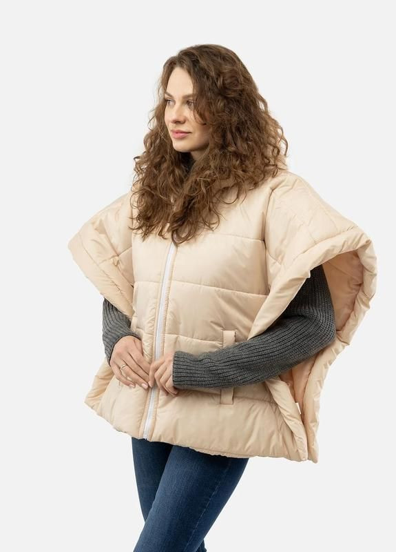 Бежевая демисезонная куртка оверсайз Yuki