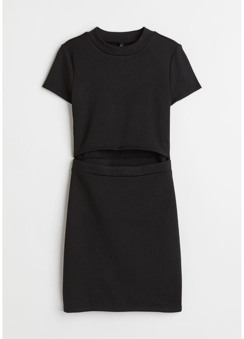 Черное повседневный женское трикотажное платье с разрезом н&м (56687) xs черное H&M