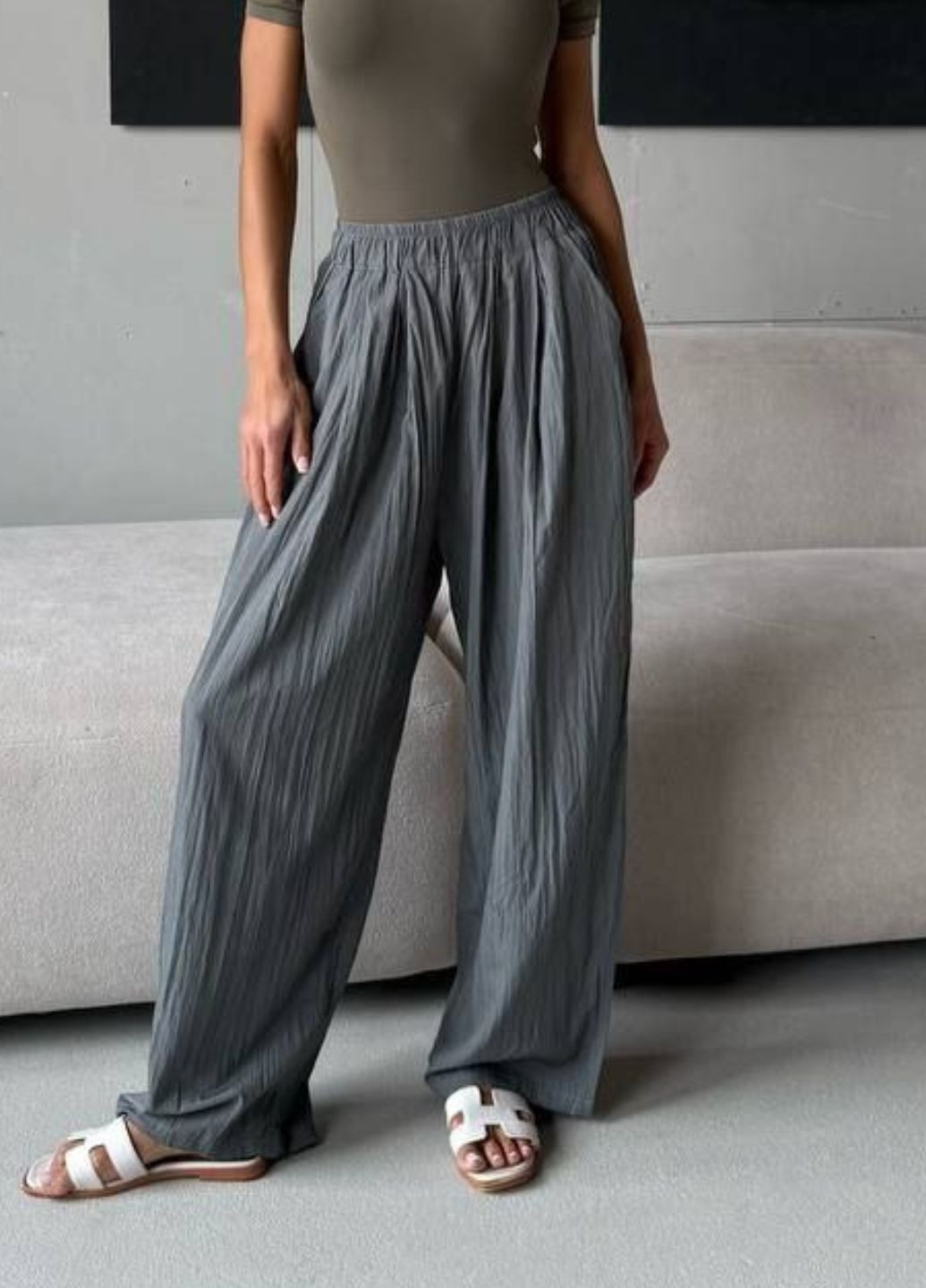 Лляні штани на резинці Tik-Tak (341125320)