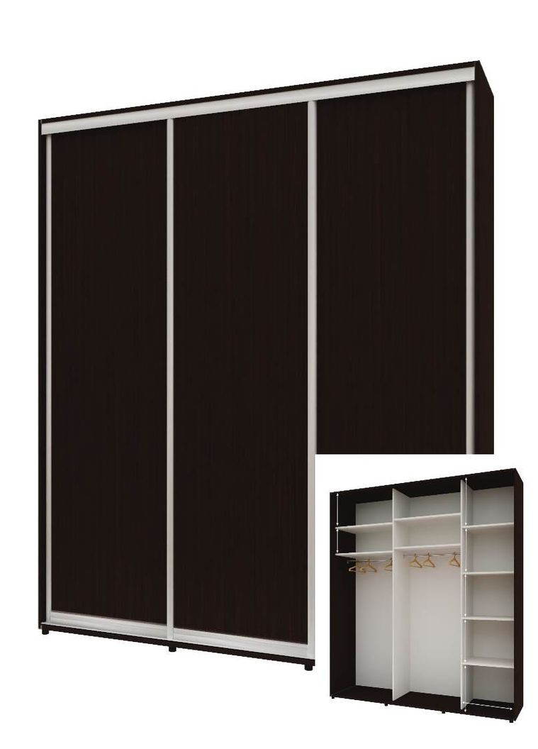 Шафа-купе тридверна 180*60*240 см Венге 3 двері ДСП Стандарт Комфорт Меблі (360433903)