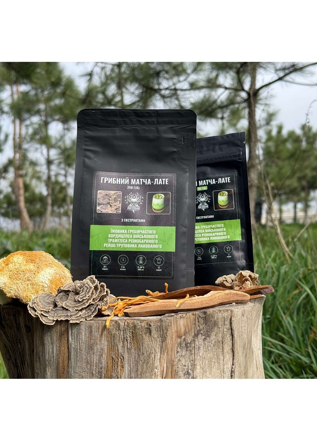 Грибний Матча-лате (без кофеїну) 250 г Лісовик (364210530)