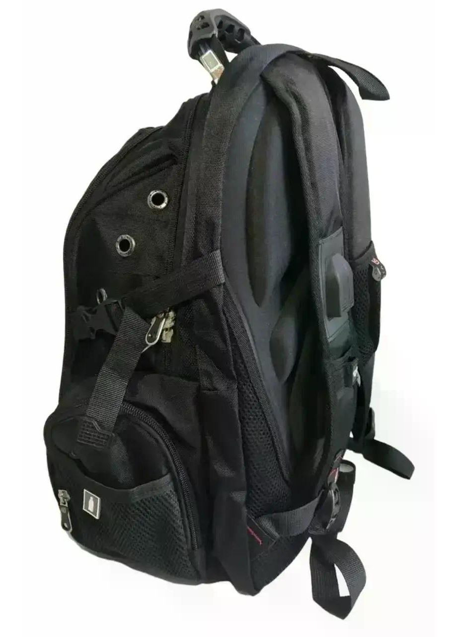 Рюкзак средний тканевой ортопедический с металлической ручкой + дождевик+ usb шнур 8815M черный Victory (370598365)