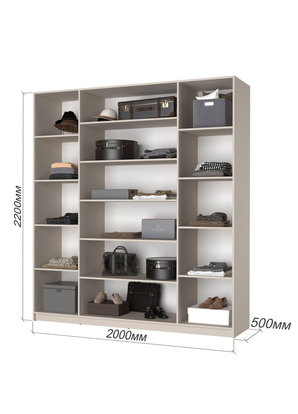 Шкаф 4-дверный с антресолью Оскар ДСП BG, 4 дополнительных полки 200x52x260 см (MBS-5104) MebelStar (371688685)