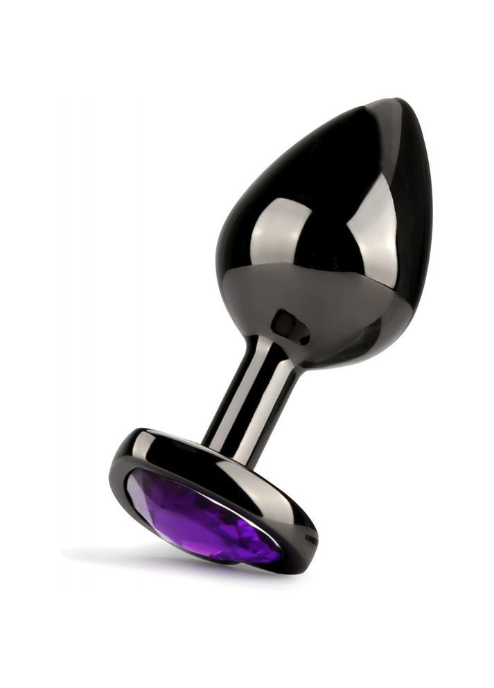 Анальная пробка металлическая Black Heart-Plug L 4,1 см диаметр с камнем медицинская сталь No Brand (303907672)