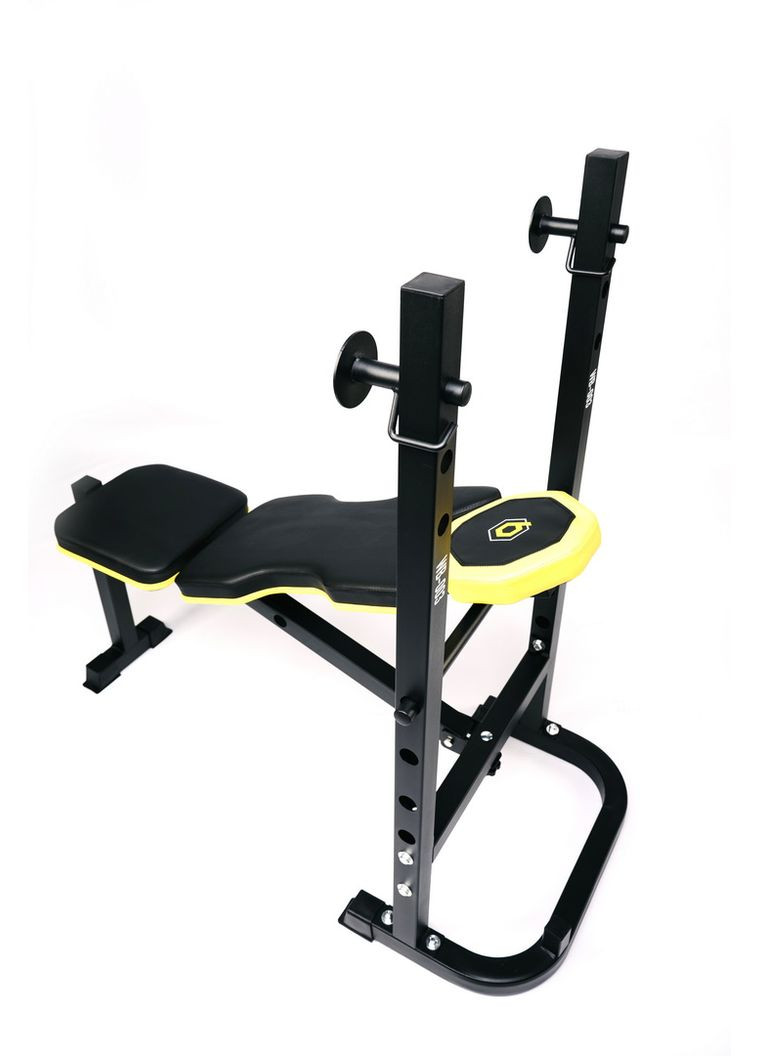 Тренировочная скамейка WB-003 горизонтальная для жима со стойкой под штангу. Besport (365718076)