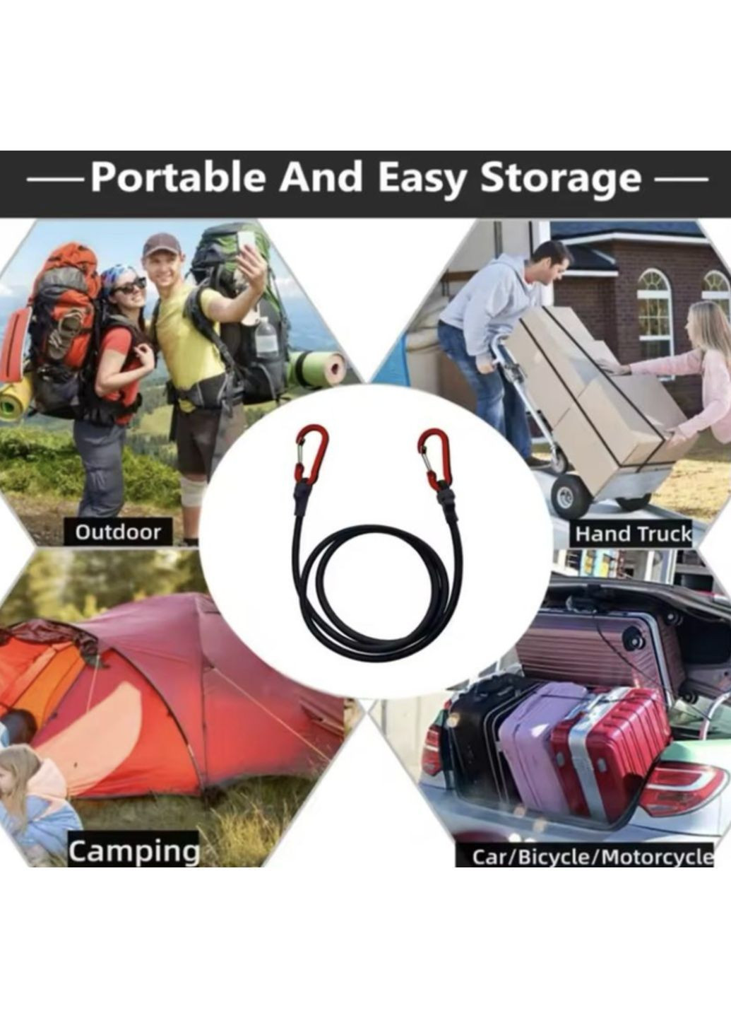 Ремень Банджи - карабин шнур для брезента багажа велосипед палатки алпинизма органайзер кабеля эластичная веревка 90 см 1 шт OlaN (362207076)