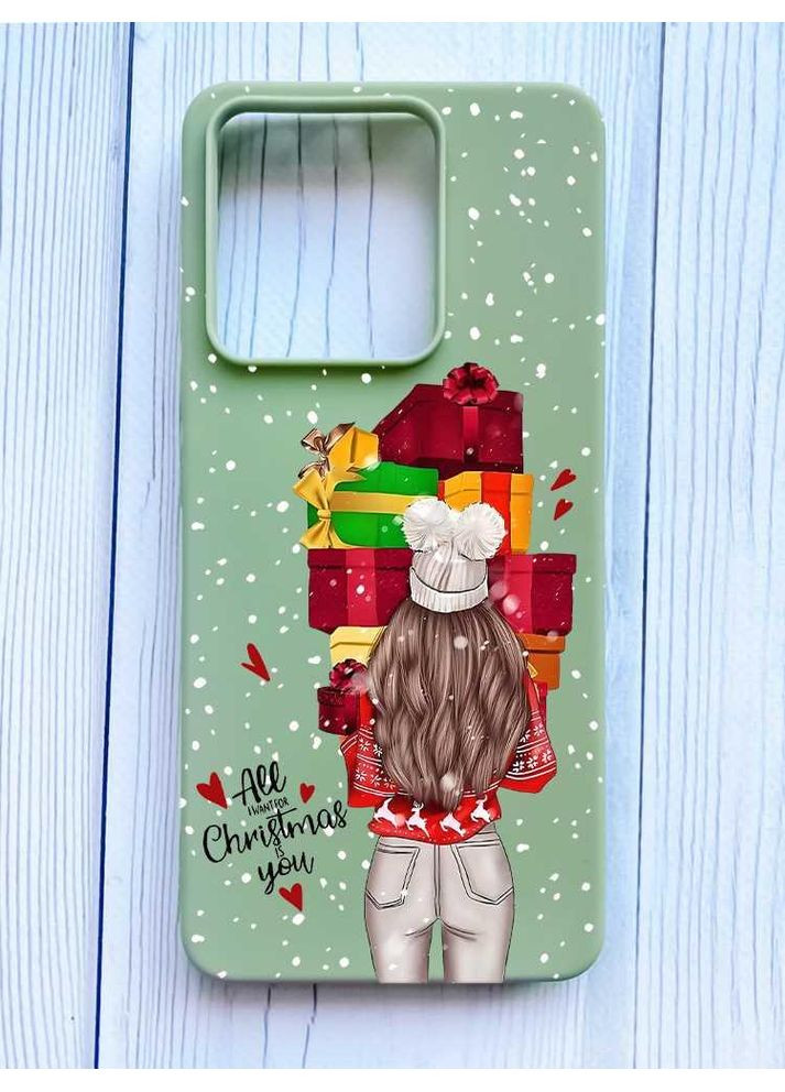 Матовий оливковий чохол на Xiaomi Redmi Note 13 Pro 5G Дівчина з подарунками (принт 144) Creative (362964189)