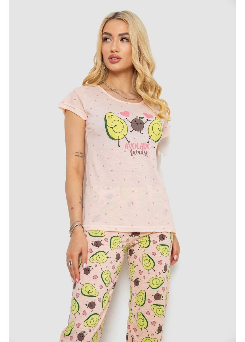 Персиковая пижама женская с принтом, 243r7093 Cagri
