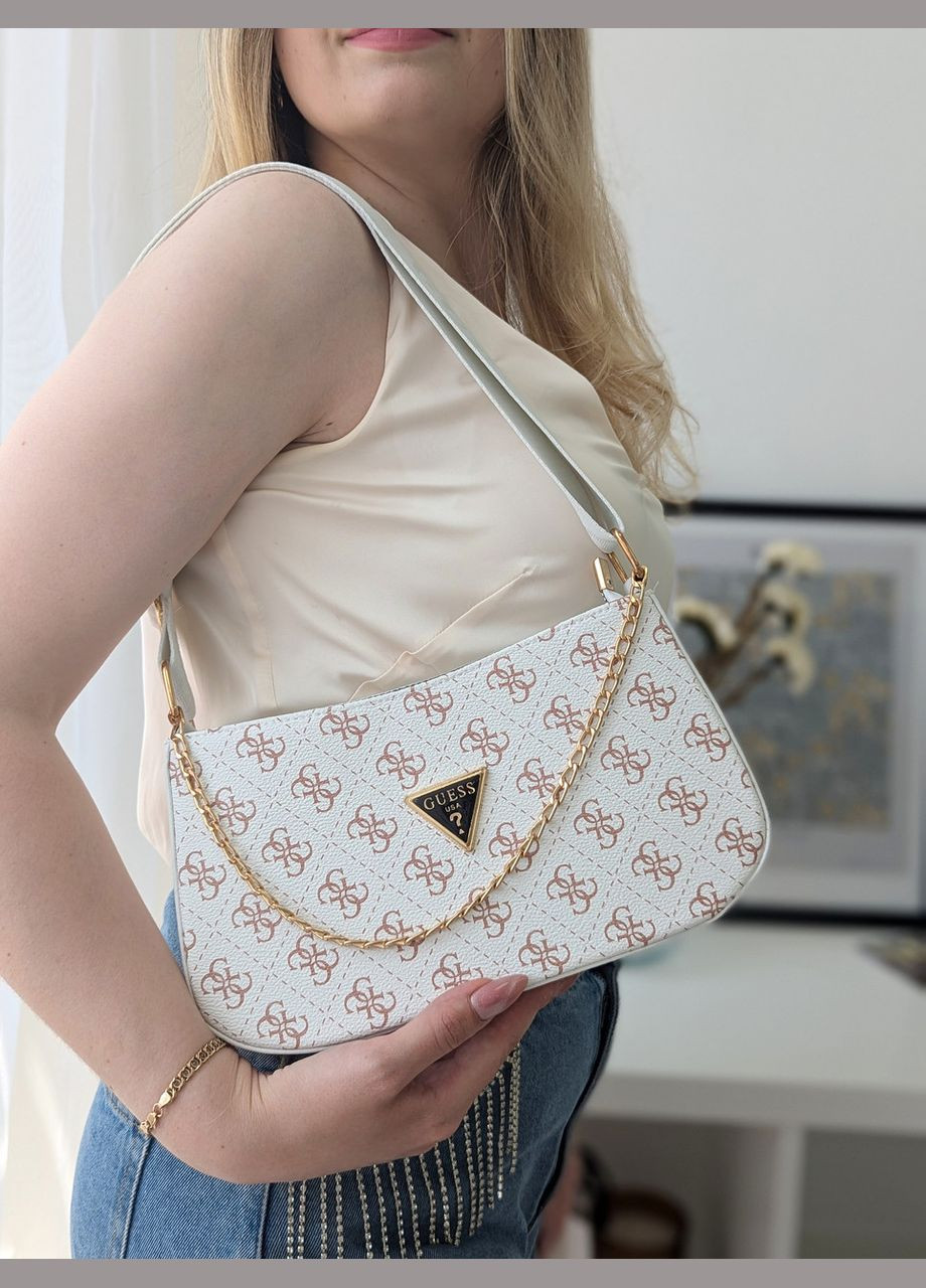 Сумка жіноча багет білий з ланцюгом No Brand (322464274)