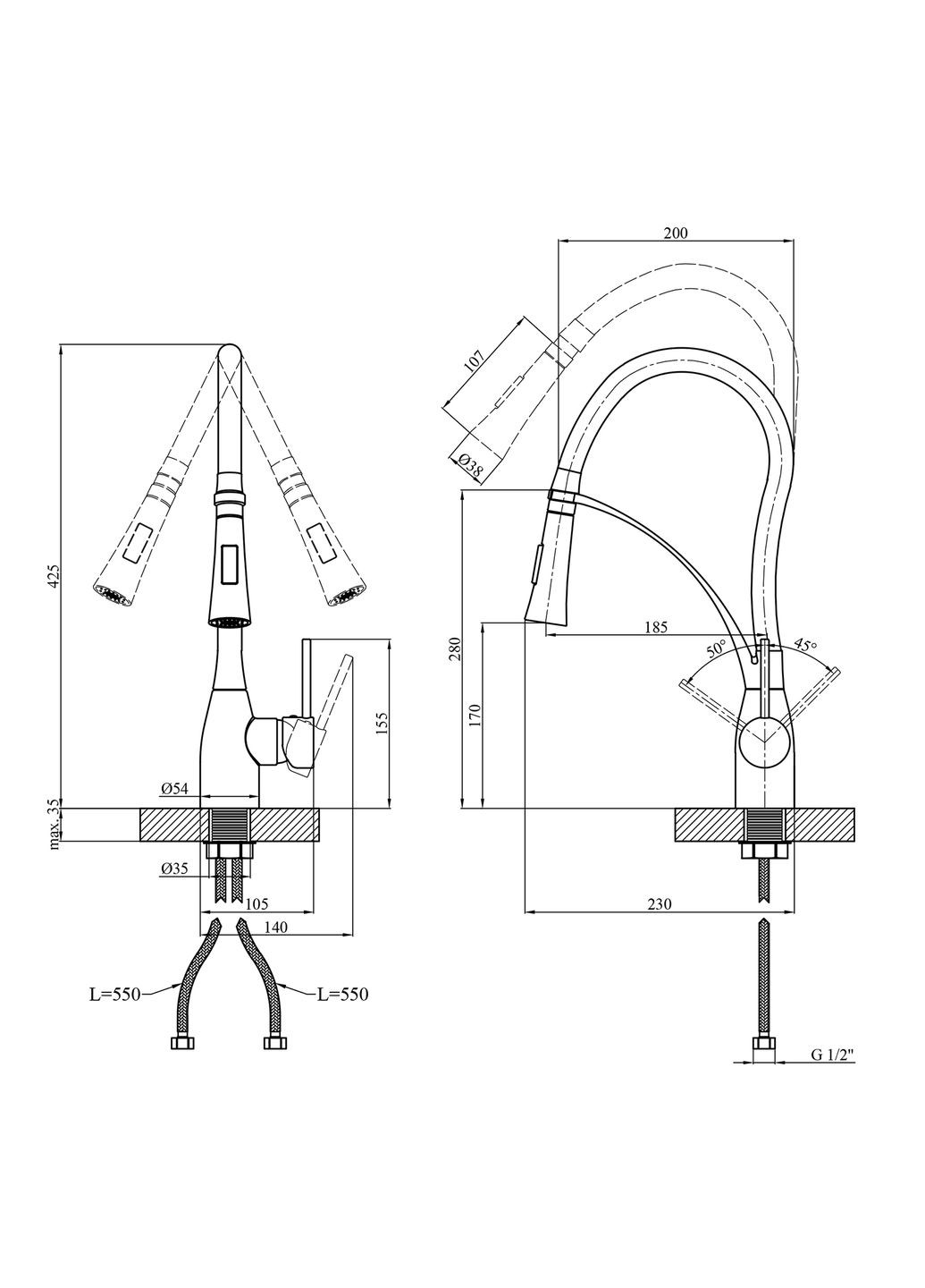 Змішувач для кухні KRP Ersel - SCH03393BLK Kroner (336939205)