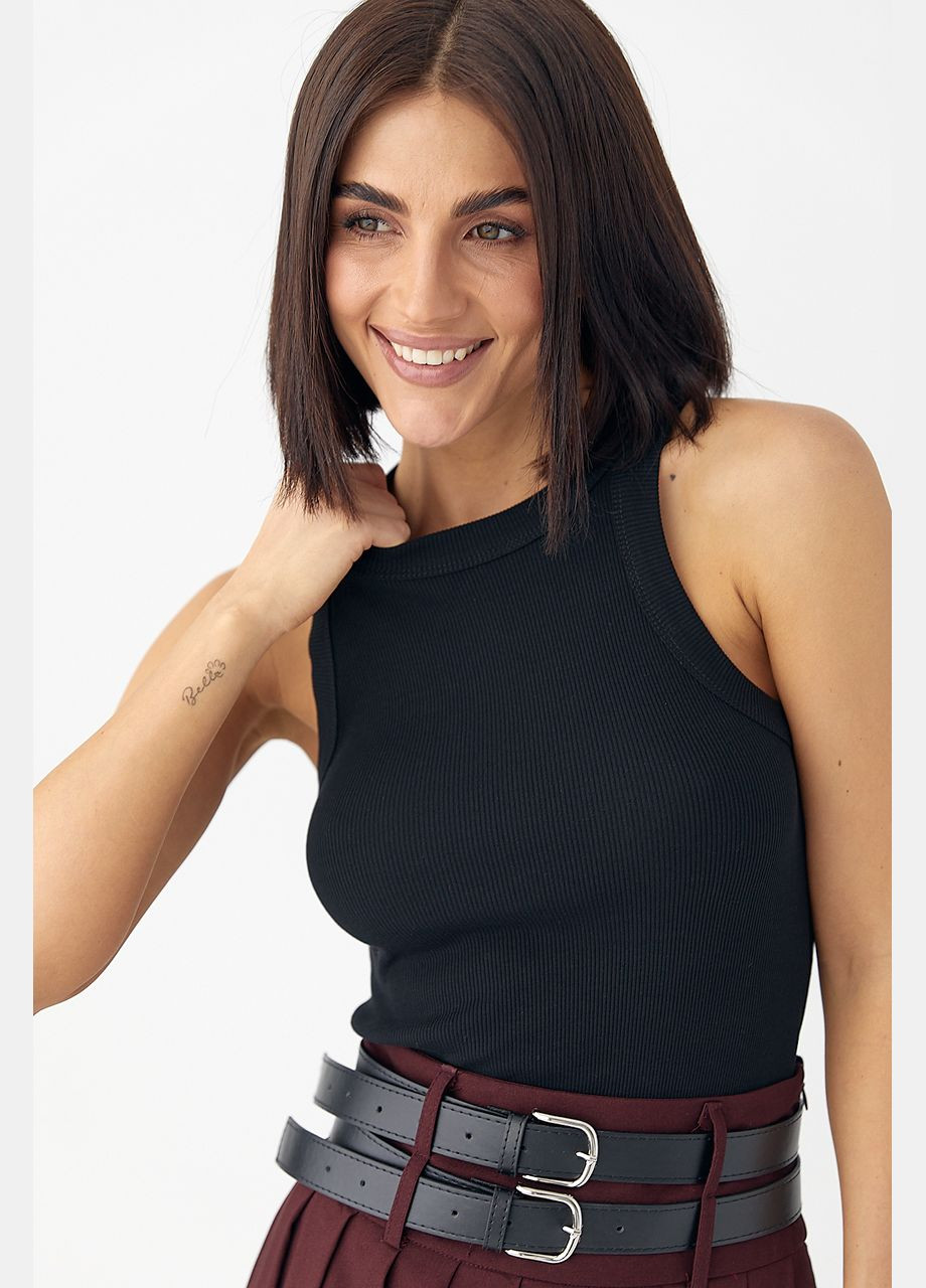 Майка в рубчик с широкой окантовкой Lurex — 326065753