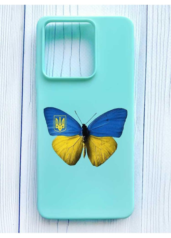 Матовий бірюзовий чохол на Xiaomi Redmi Note 13 Pro 5G Метелик Україна (принт 255) Creative (355391511)
