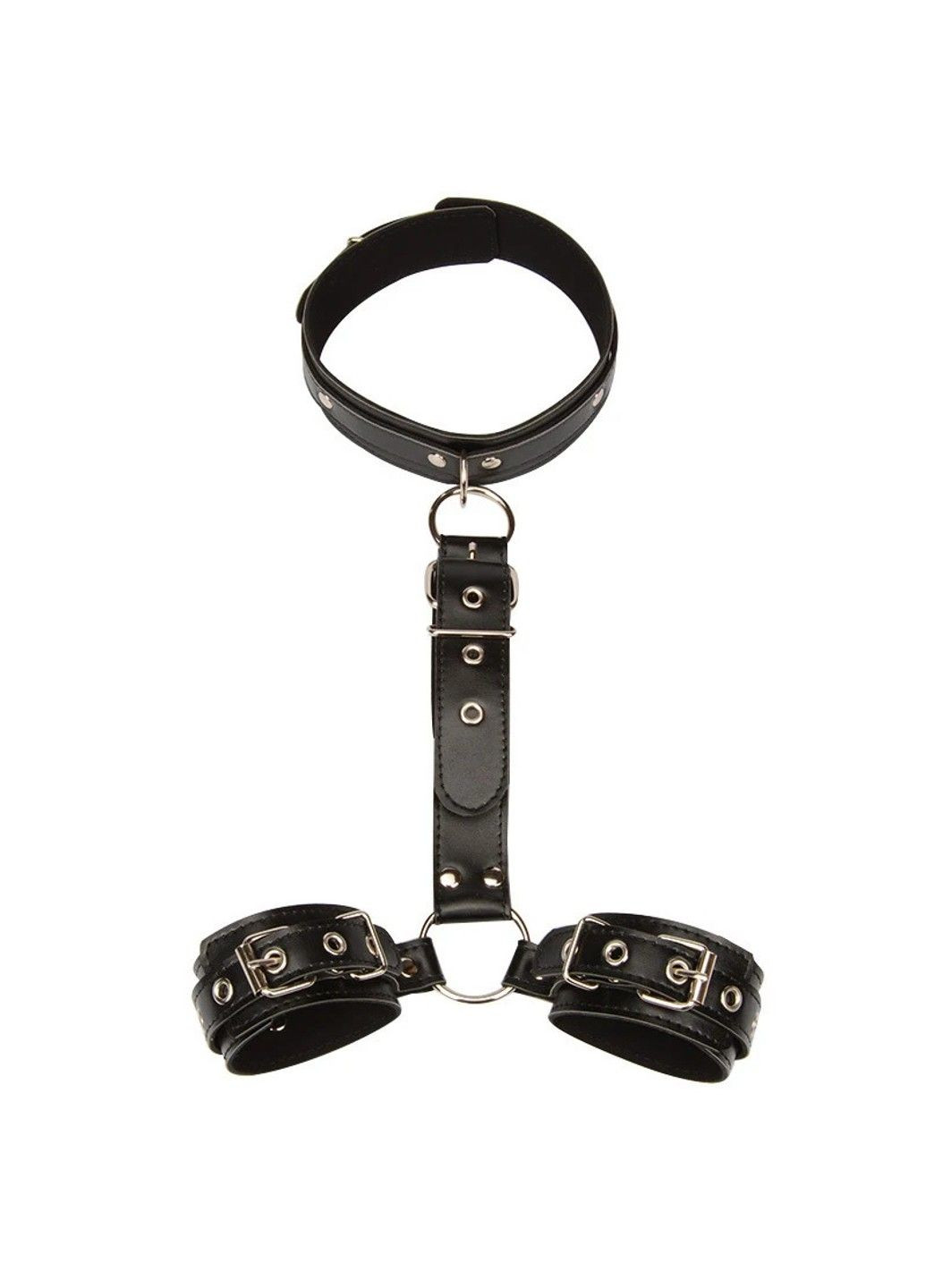 Черные наручники и ошейник на ремнях для БДСМ-игр We Love (298794692)