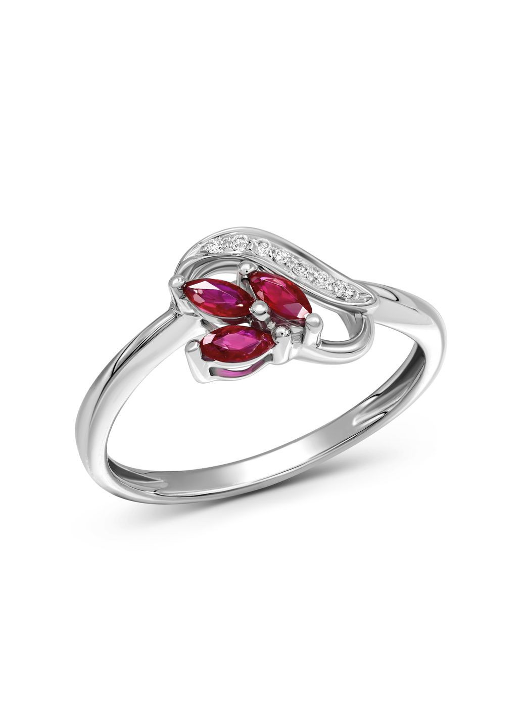 Кольцо с бриллиантами и рубинами в белом золоте 1К562-0008 Zarina (278388579)