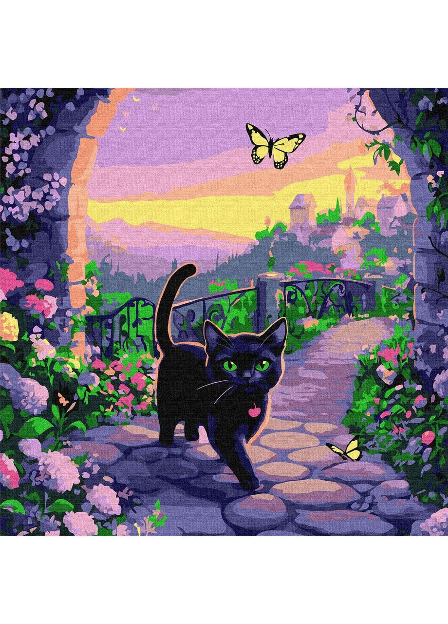Картина за номерами Тварини. Чорний кіт 40*40 см KHO 6780 Ідейка (372653100)