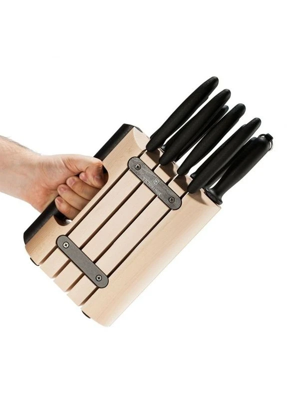 Набор кухонный SwissClassic Cutlery Block 11шт с черн. ручкой с подставкой (9 ножей,точило,овощечистка) Victorinox (386505589)