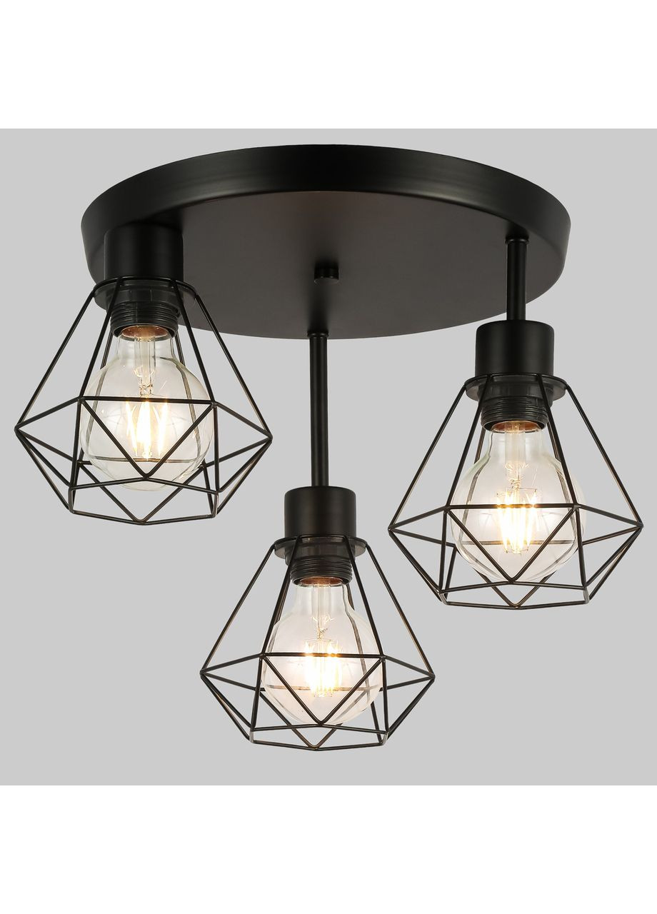 Потолочная люстра с 3 плафонами в стиле лофт "Loft Trio Light" (52-102-3(3008) BK) No Brand (371645266)