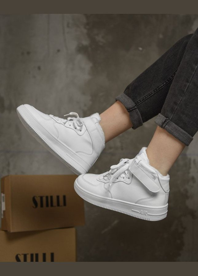 Стильные женские зимние кроссовки на меху белые No Brand белые зима (315607716)