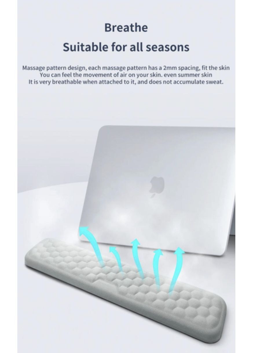 Ергономічний килимок підставка під руки зап'ястя для клавіатури з піни з ефектом пам'яті 1 шт Чорний Neon (362577141)