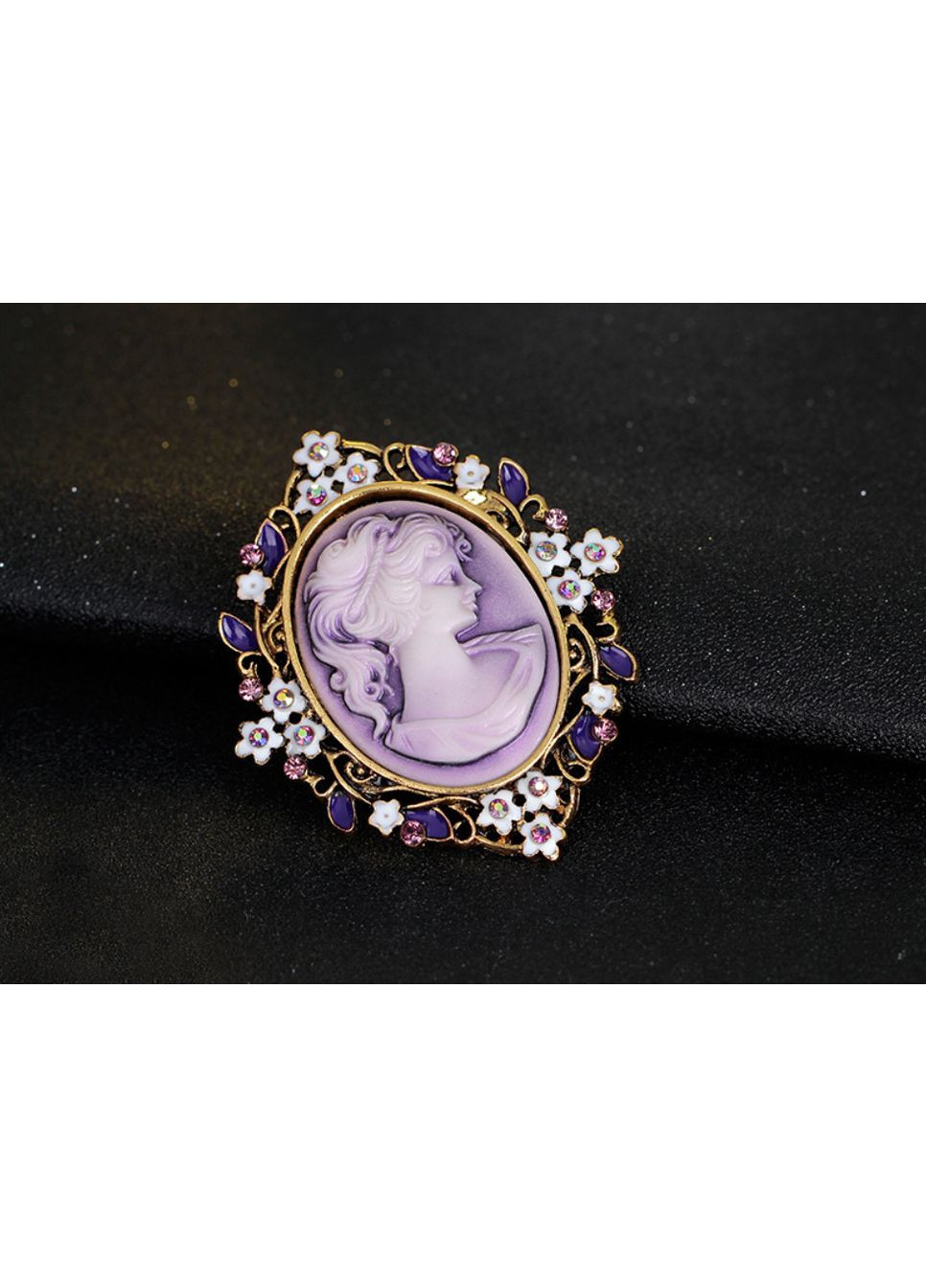 Брошь женская, винтажная, Камея «Camey» (фиолетовый) China (366874458)