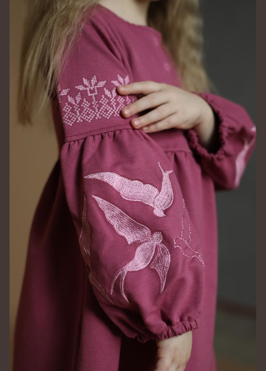 Рожева сукня вишиванка для дівчинки рожева, сукня з вишивкою дитяча, (341327657)