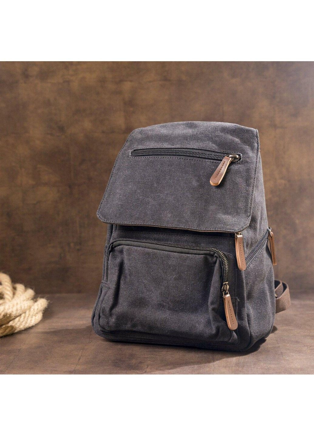 Жіночий рюкзак з текстилю 20194 компактний, Чорний Vintage (333662398)