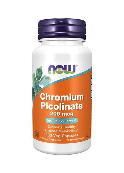 Хром піколінат 200 мкг Chromium Picolinate для схуднення і зниження цукру в крові 100 капсул Now Foods (269134336)