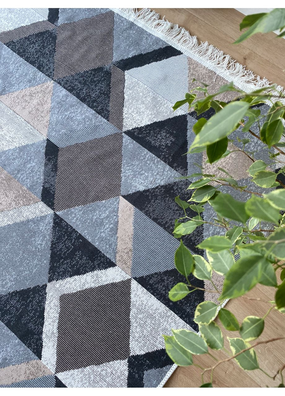 Плетений бавовняний килим Arty 10 160Х230 см. Бкжевий та сірий No Brand (366293901)