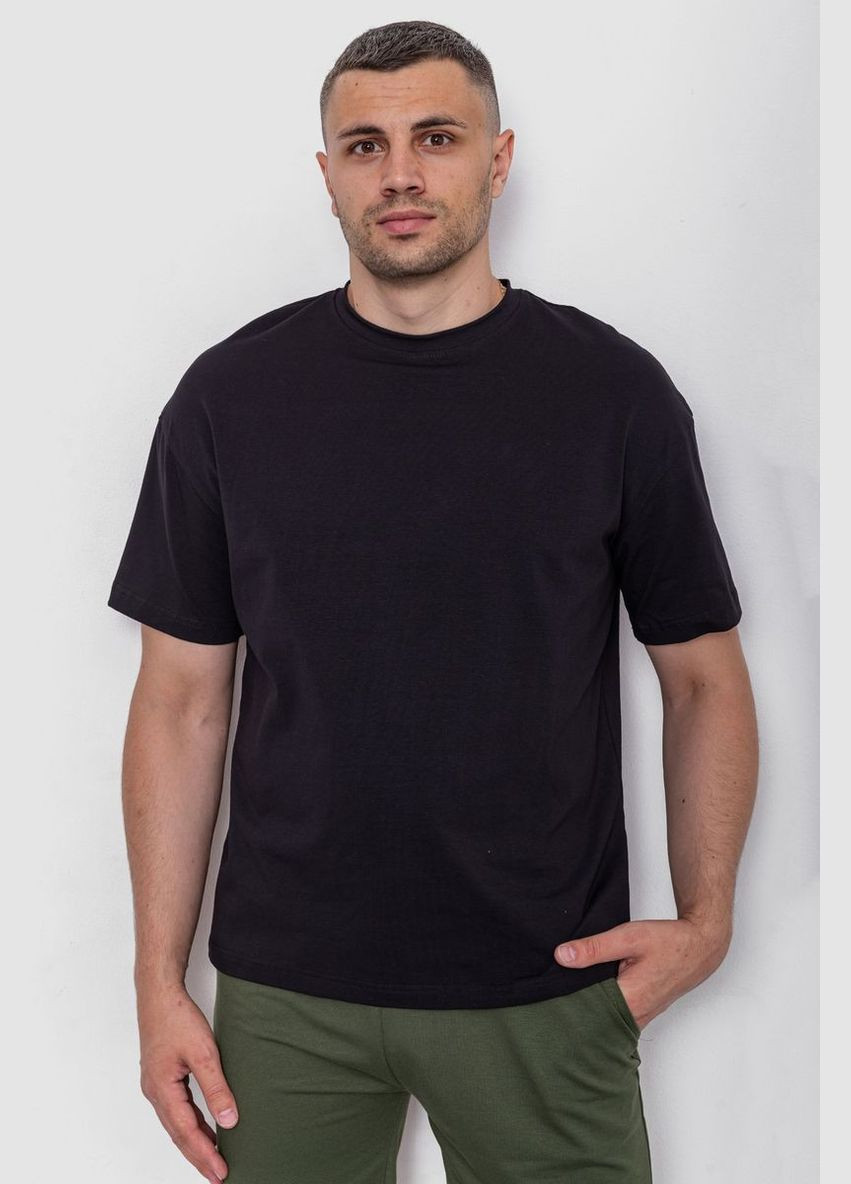 Чорна футболка чоловіча з принтом чорна oversize (sku_241r2004) з коротким рукавом No Brand