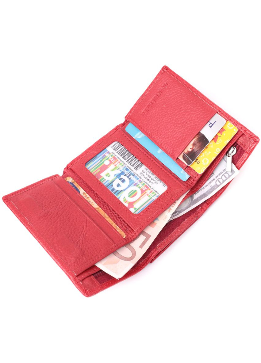 Шкіряний жіночий гаманець у три складання з монетницею 22490 Червоний st leather (306881680)