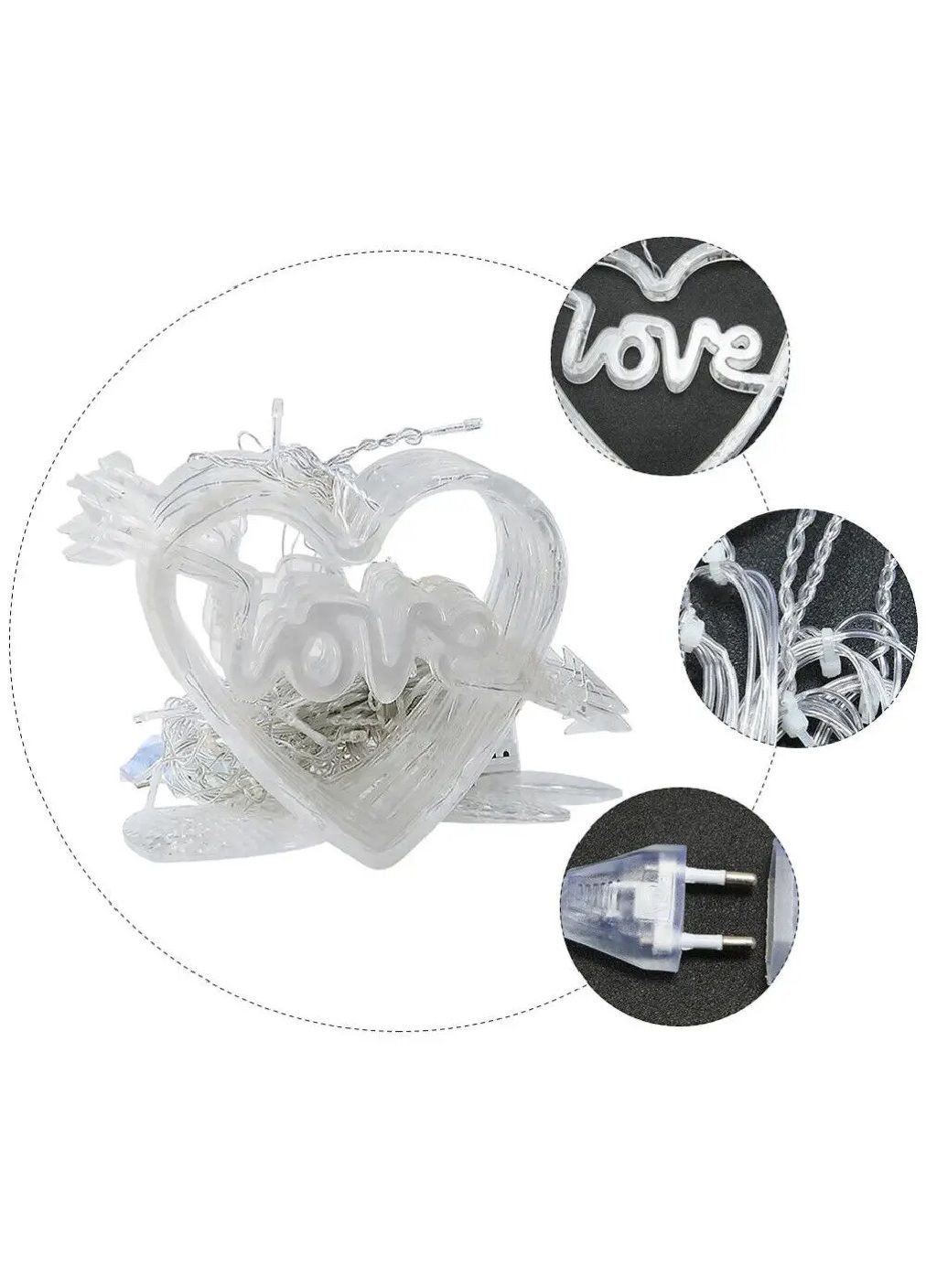 Светодиодная комнатная гирлянда штора на окно с работой от сети фигурками сердечек 2,5х0.80 м (478592-Prob) Разноцветная Unbranded (307247525)