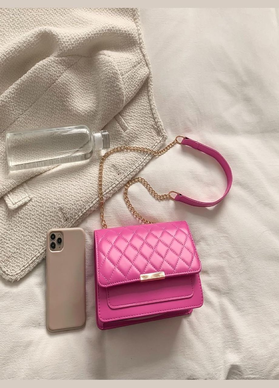 Женская классическая сумка 1613 стеганая кросс-боди через плечо розовая No Brand (303323127)