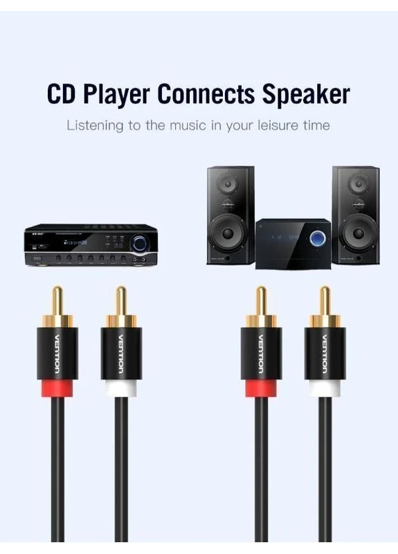 Аудиокабель 2RCA Male to Male Audio Cable 1.5M Black Metal Type (VAB-R06-B150) (VAB-R06-B150) Vention (357472029)