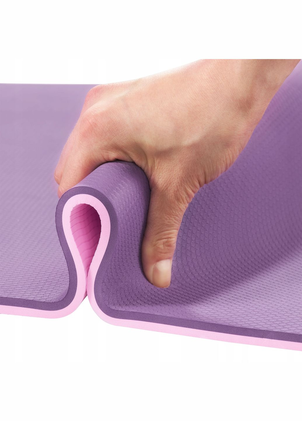 Килимок (мат) спортивний TPE 180 x 60 x 0.6 см для йоги та фітнесу Violet/Pink (P-5907739316950) 4FIZJO (301733290)