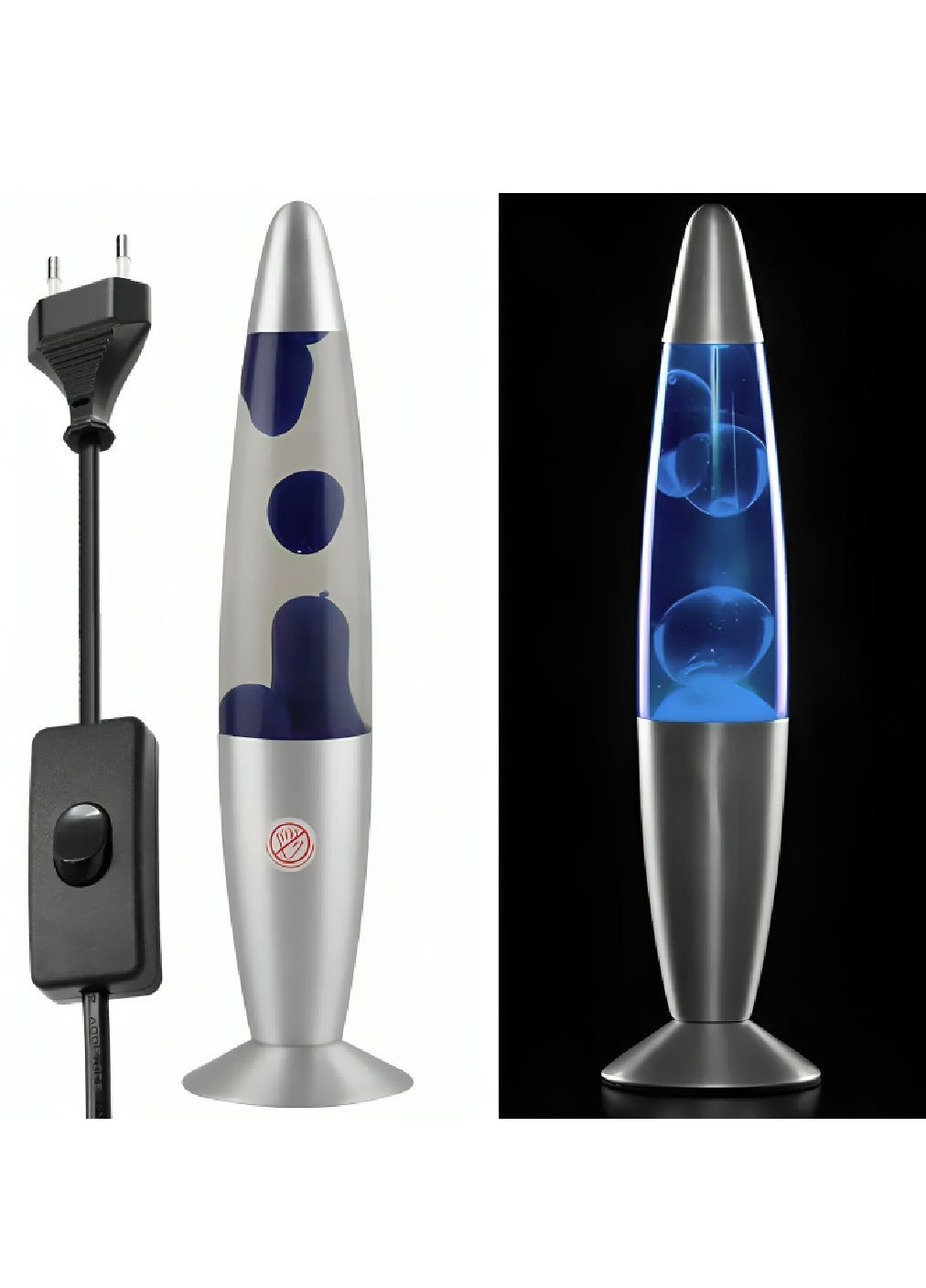 Нічник лампа лавова парафінова настільна з роботою від мережі 220В часом роботи 6-8 годин 37 см 25 Вт (480403-Prob) Синя Unbranded (335003928)