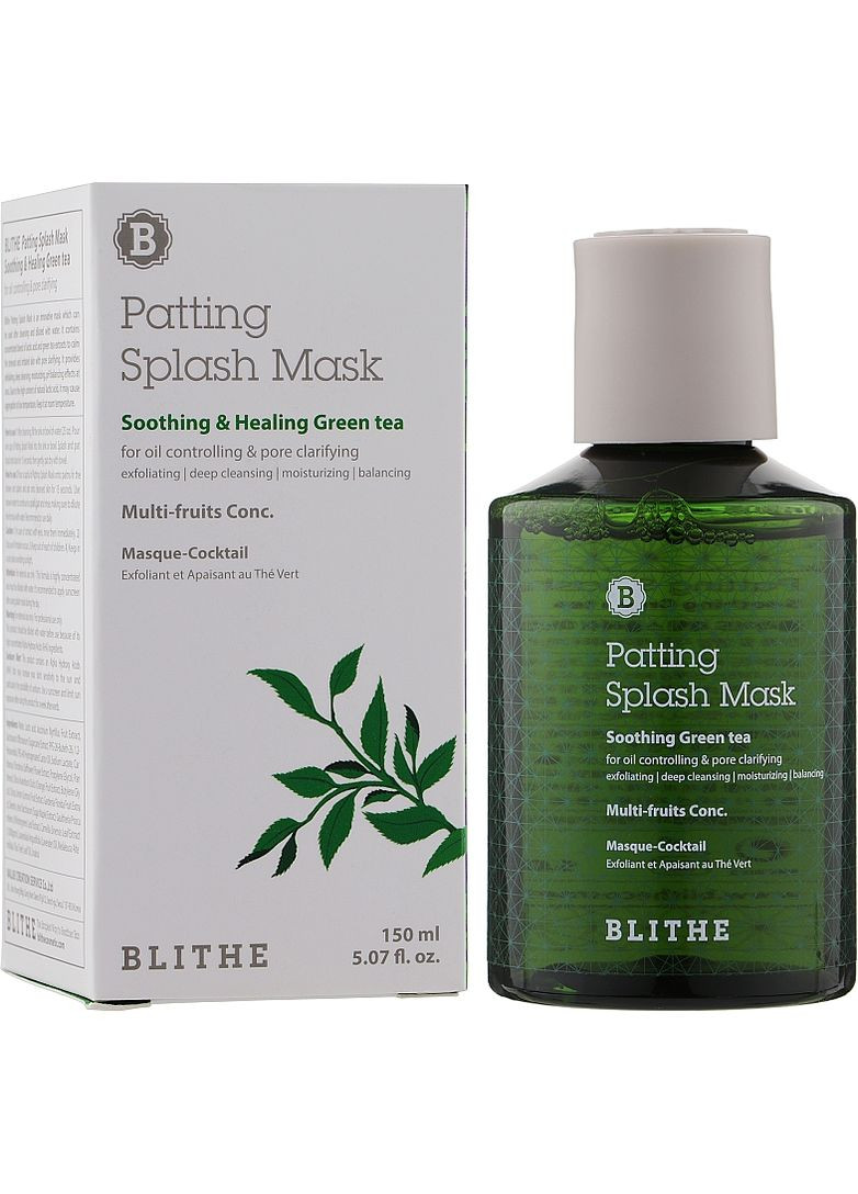 Сплеш-маска для восстановления кожи "Зеленый чай" Patting Splash Mask Soothing Green Tea 150ml (762421-64793) BLITHE (368635801)