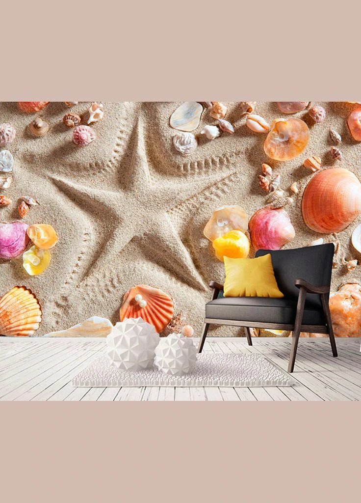 3D фотообои "Мушли на песке" No Brand (316309331)