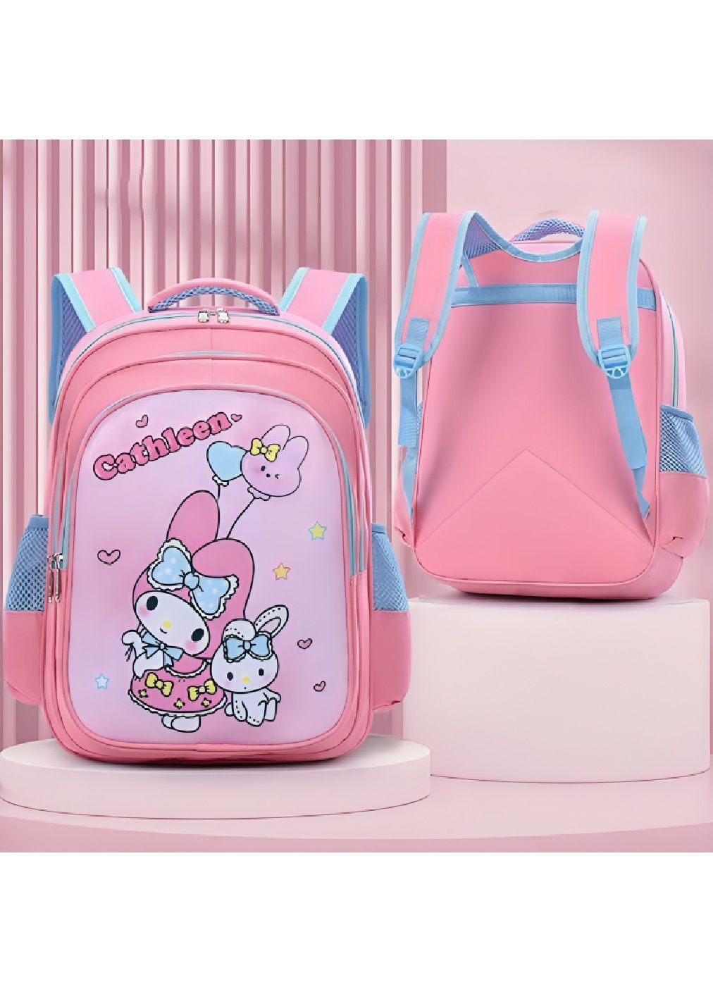 Шкільний рюкзак з ортопедичними лямками світловідбиваючими елементами для дівчаток 42х32х20 см (480600-Prob) Куромі рожевий Unbranded (338598145)