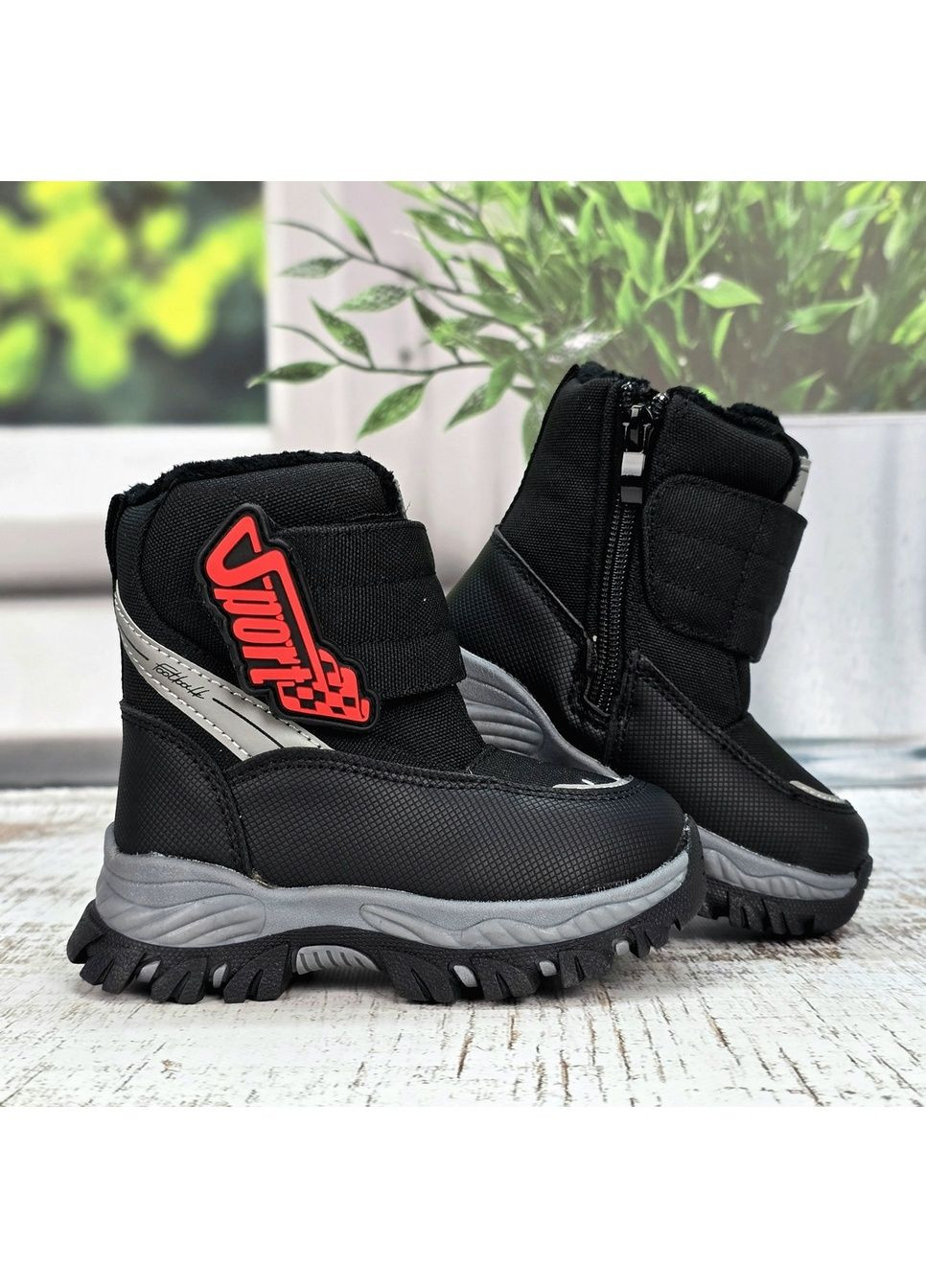 Черевики зимові для хлопчика сірі на липучках Bessky (371322118)