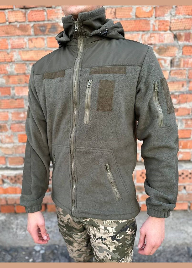 Флісова кофта хакі з капюшоном No Brand (317042113)