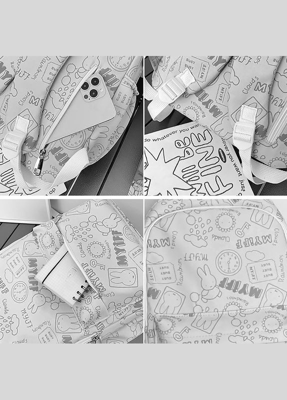 Рюкзак 601928 White 20L с надписями и рисунками подростковый 5шт Lesko (352012015)