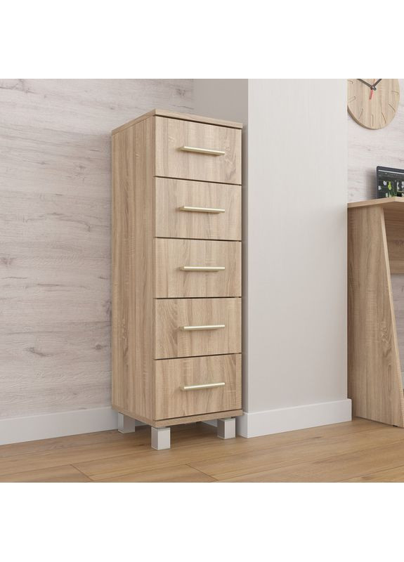 Комод на 5 ящиків, тумба вузька з шухлядами I-053 Білий No Brand (371910281)