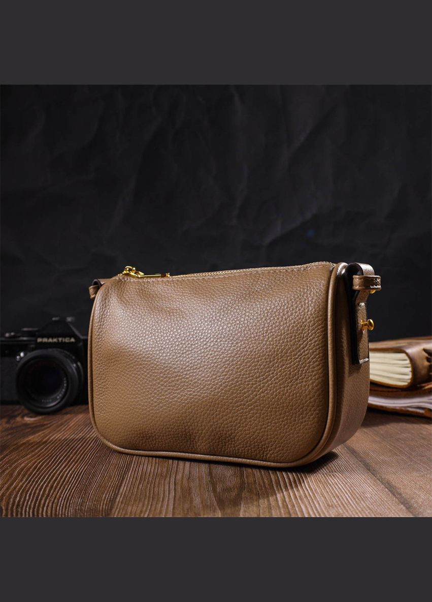 Сумка на плече крос-боді з натуральної шкіри 22128 Бежева Vintage (298569096)