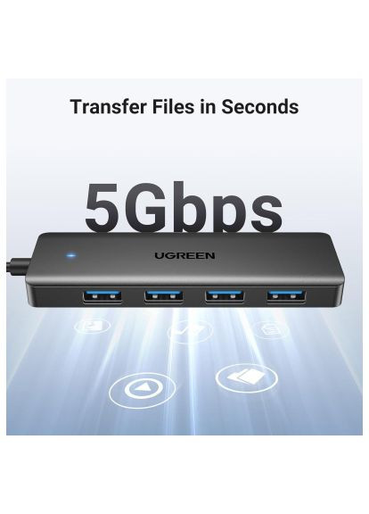 Концентратор (35574) Ugreen USB 3.0 to 4хUSB 3.0 1.0m Space Gray CM219 (368562279)