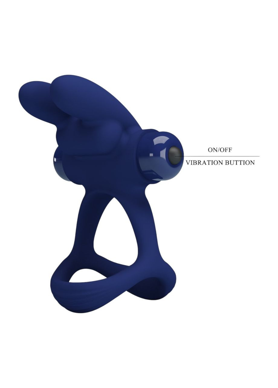Эрекционное виброкольцо силиконовое с клиторальным стимулятором Pretty Love Powerful ring blue LyBaile (325451892)