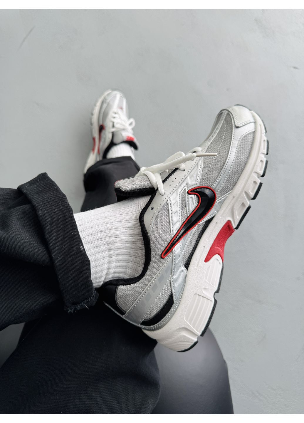 Срібні Осінні кросівки чоловічі nike initiator silver black red gore-tex termo | найк інітіатор срібні термо No Brand