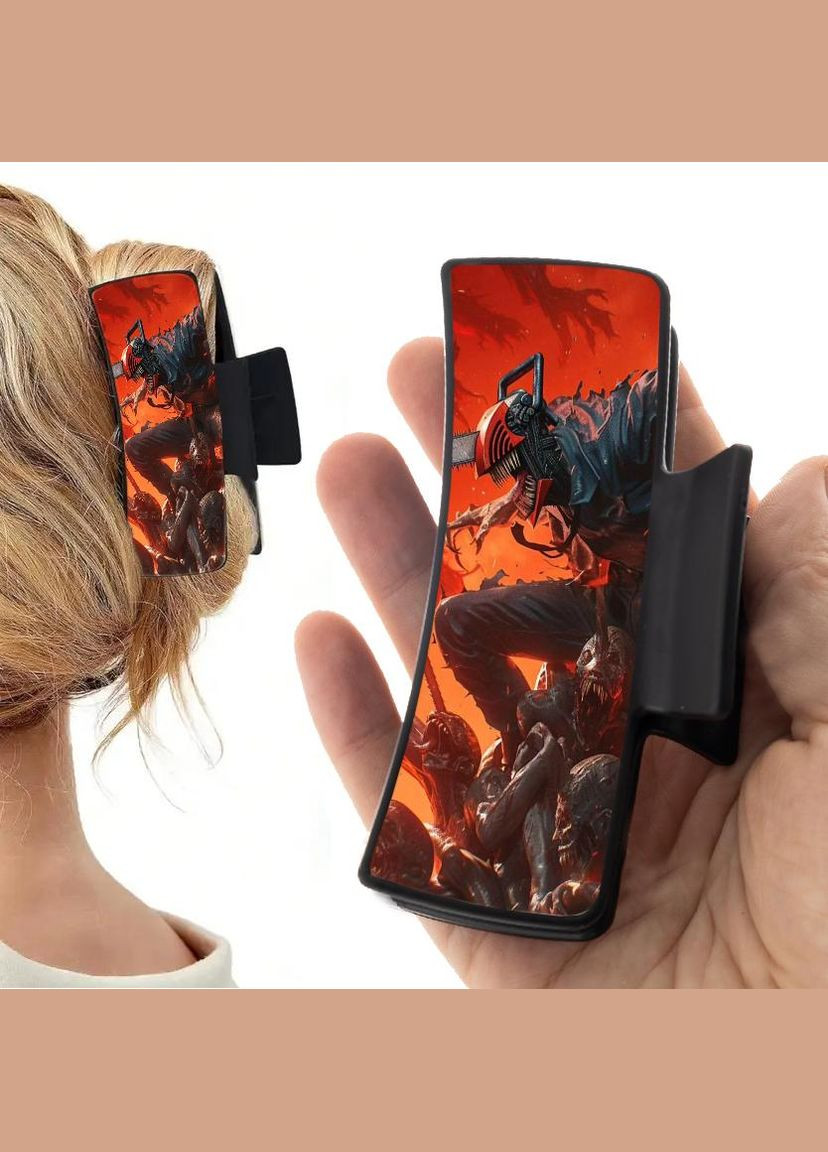 Заколка крабик для волос Человек бензопила #0002 черный No Brand (315631030)