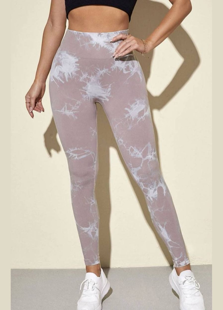 Бесшовные спортивные лосины с высокой посадкой для фитнеса и йоги с эффектом пуш ап принтом тай дай мрамор OhMyPeach (305074417)